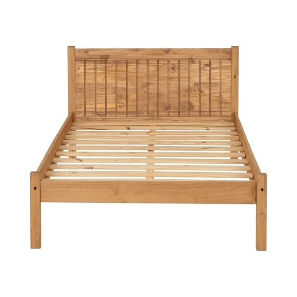 image 1 of Maya 4 Feet 6 Inches Bed Frame - L198.5 x W145 x H85 cm - Distressed Waxed Pine