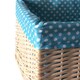 image 2 of Blue Spotty Lined Wicker Open Storage Basket Small | Blue | Blue