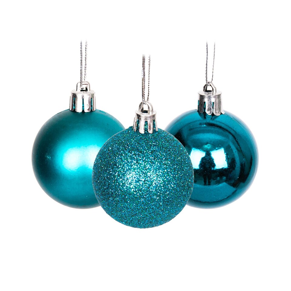 image 1 of Christmas Tree Decorations Baubles teal blue 5cm-18pcs set-pvc