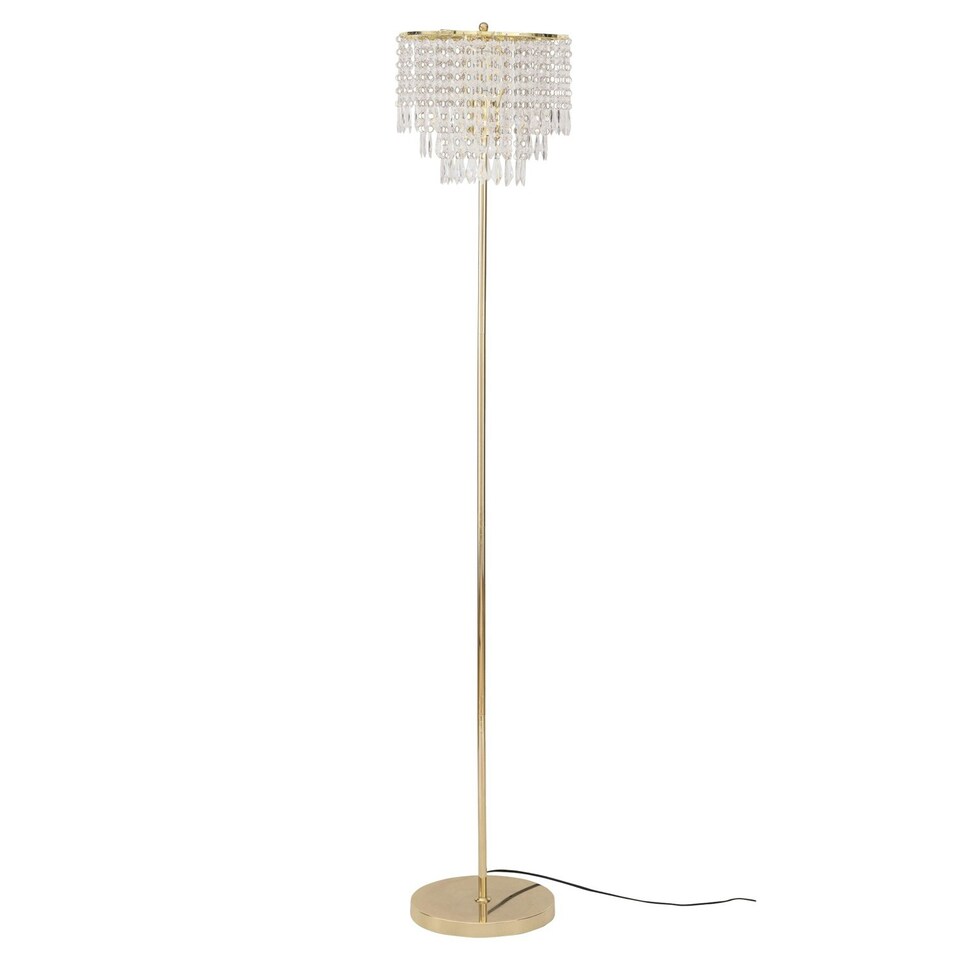 image 1 of First Choice Lighting Cascada Gold and Acrylic Crystal Jewelled Floor Lamp Gold | Clear