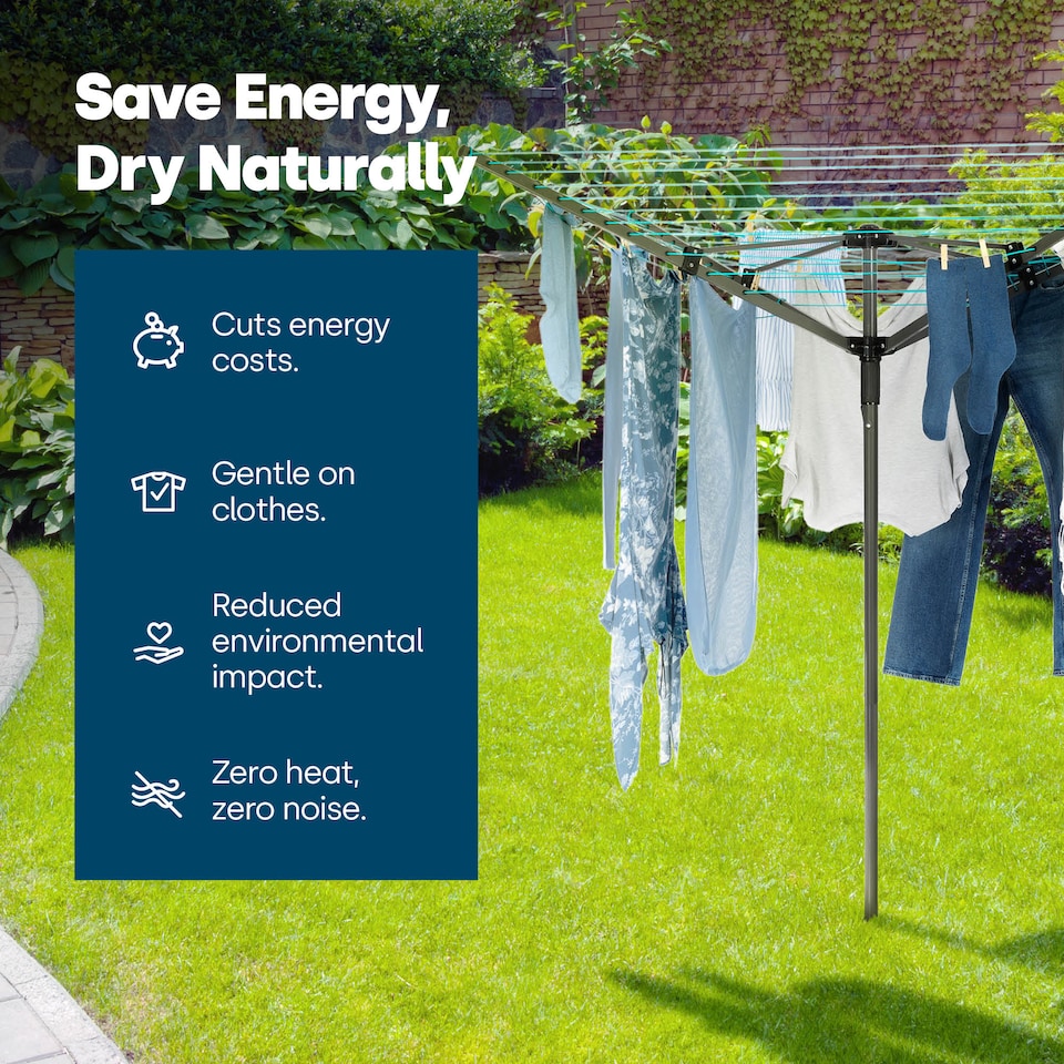 image 1 of LIVIVO 4 Arm Rotary Clothes Airer Charcoal