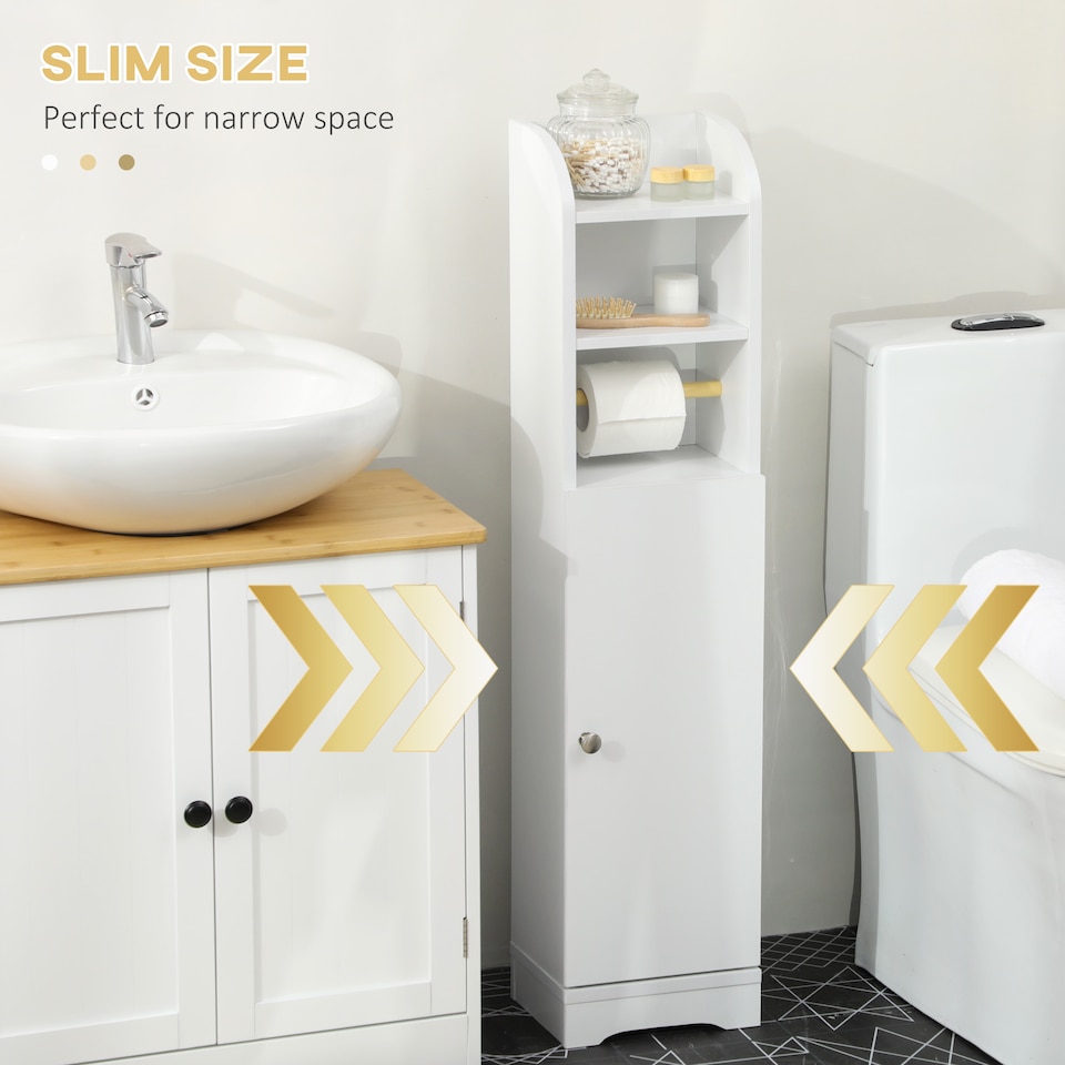 image 1 of kleankin Freestanding Bathroom Storage Unit with Adjustable Shelf, White