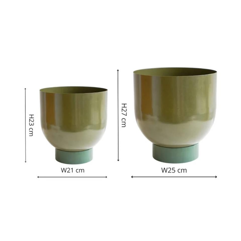 image 1 of Austin Dual Metal Planters (Set of 2) - Mild Steel - Green | Green