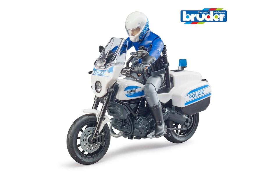 image 1 of Bruder bworld Scrambler Ducati police motorbike and policeman Police Vehicle Model