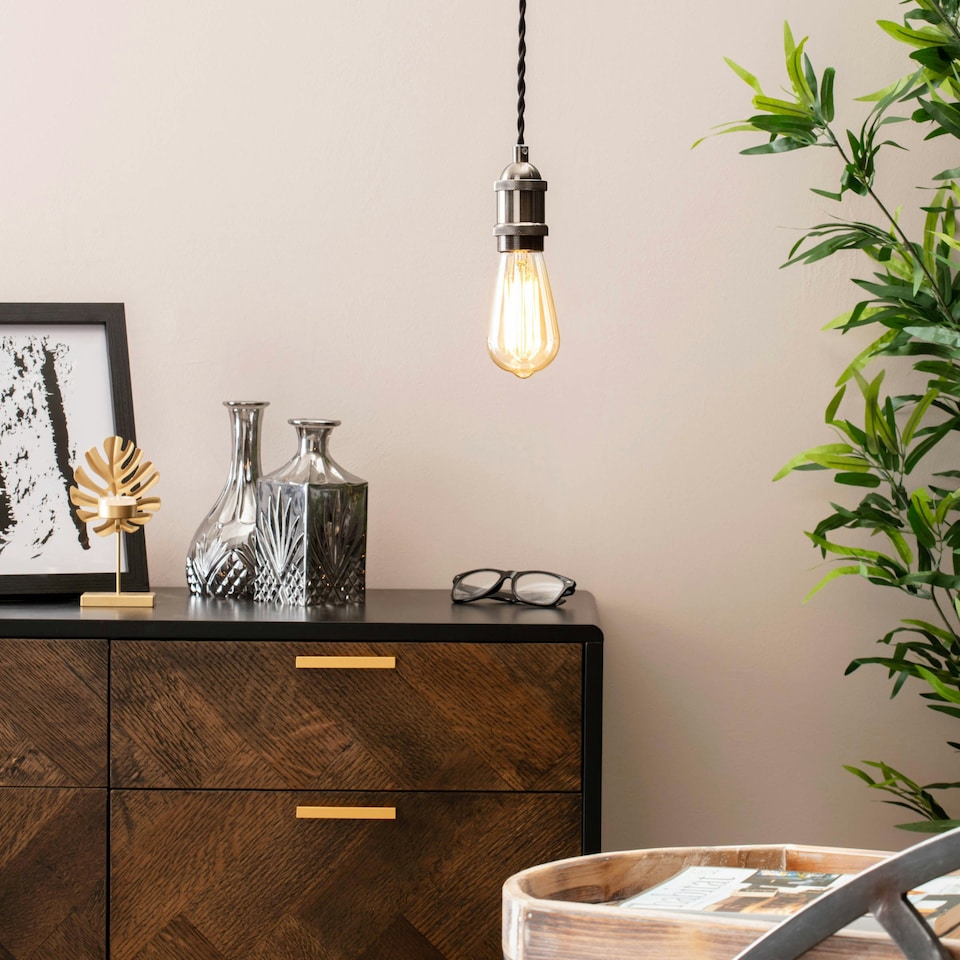 image 1 of BHS Industrial Style Black Cable Ceiling Pendant | Grey | Antique Pewter | 1