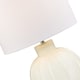 image 3 of Contemporary Opal White Glass Table Lamp in Leaf Design and Ivory White Shade | White