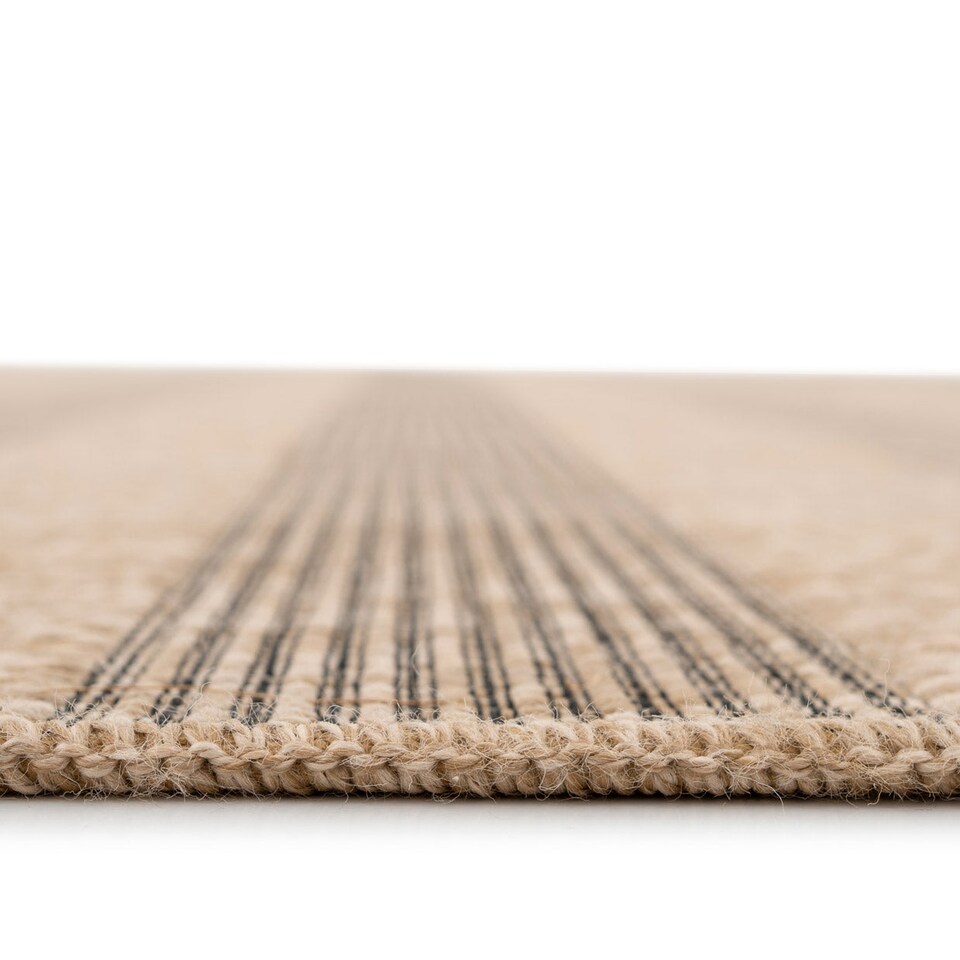 image 1 of KUKOON Leni Machine Washable Striped Rug – Modern Beige Jute-Look Area Mat 226cm x 311cm