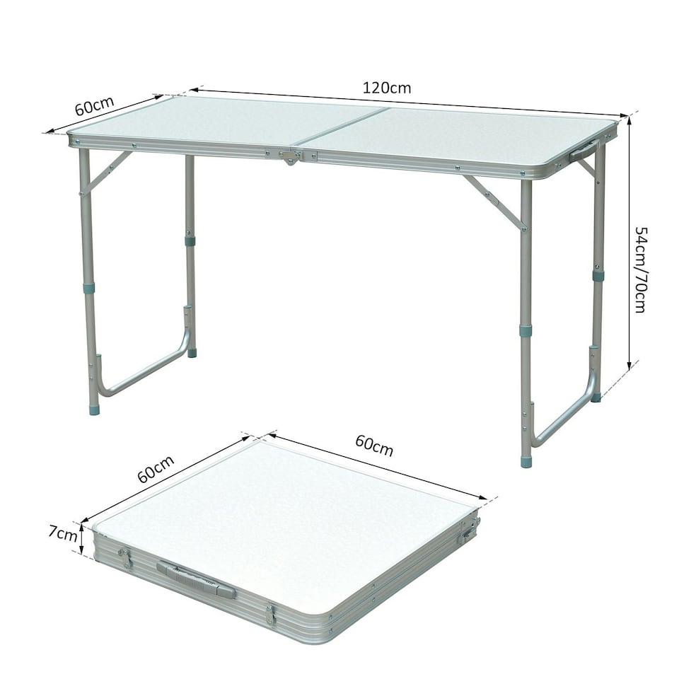image 1 of Outsunny 4ft Aluminium Portable Folding Camping Picnic Table Outdoor Garden