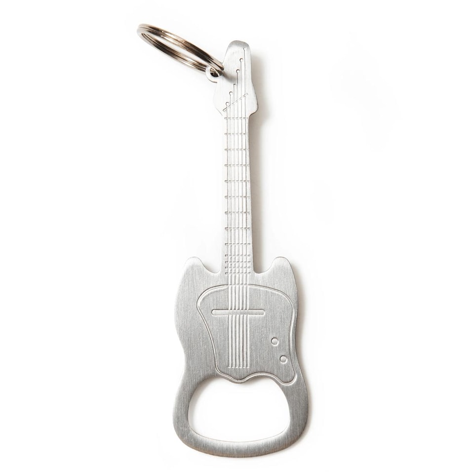 Kikkerland Stainless Steel Guitar Keychain and Bottle Opener