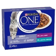 Purina One Adt Mini Fillets In Gravy Ocean FishandLamb 8x85g (Pack of 5)