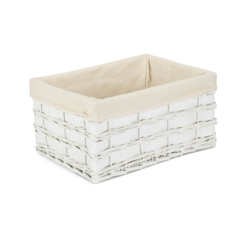 image 1 of White Scandi Storage Basket with White Lining White | White | S