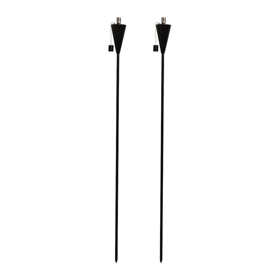 image 1 of Harbour Housewares Metal Cone Garden Fire Torches - 1.46m - Black - Pack of 2