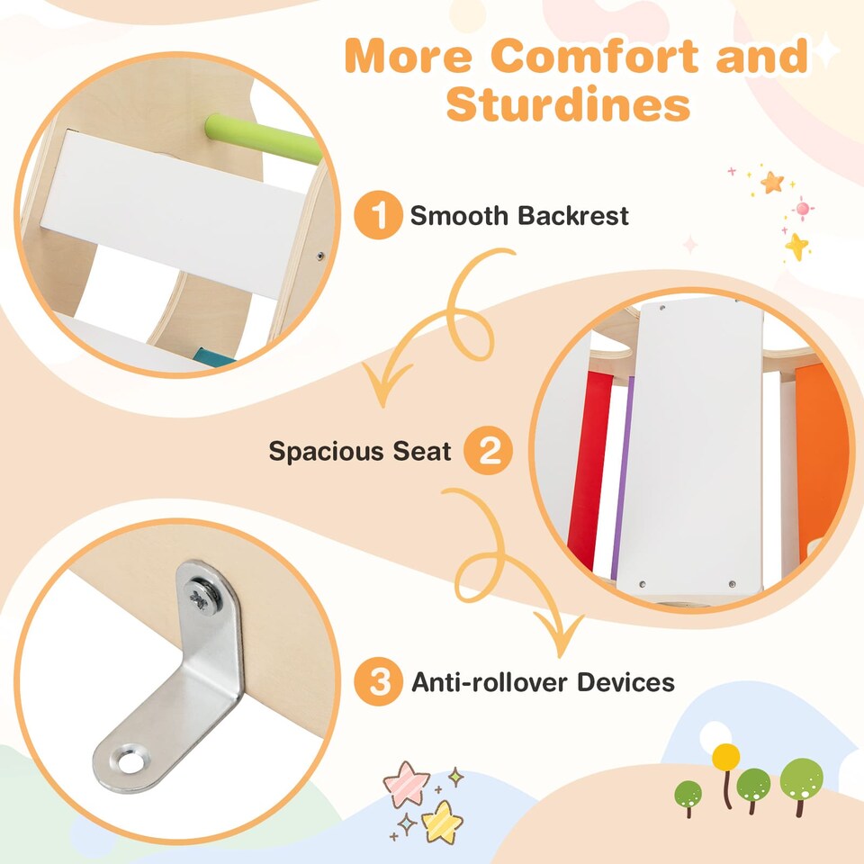 image 1 of COSTWAY Kids 2-in-1 Rocking Horse Arch Montessori Climbing Toys  Rocker