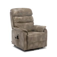 Buckingham Dual Motor Electric Rise Recliner Bonded Leather Chair (Stone)