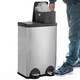 image 3 of Dihl 60L Black Pedal Bin with dual 30L Removable Buckets and Soft-Close Lids Silver