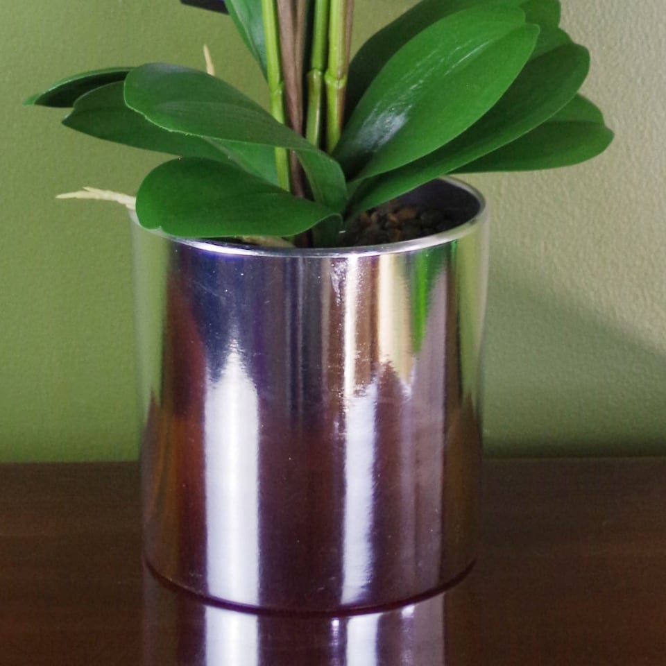 image 1 of Artificial Orchid Large Dark Pink Silver 52cm Botanik