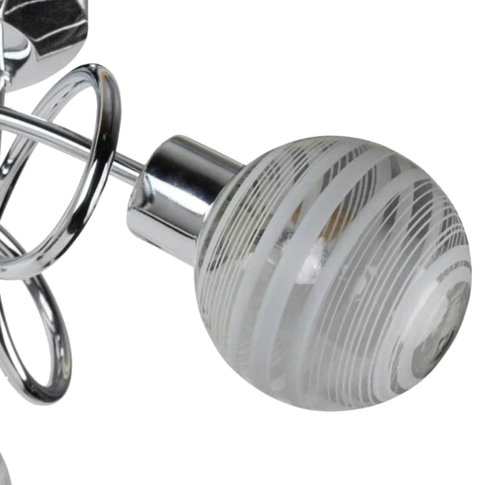 image 1 of First Choice Lighting Cafe Chrome with Striped Glass 3 Light Flush Ceiling Light Chrome | White