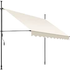 Awning with hand crank - pressure fitted , height adjustable | Cream | beige | 250 x 180 cm | 1