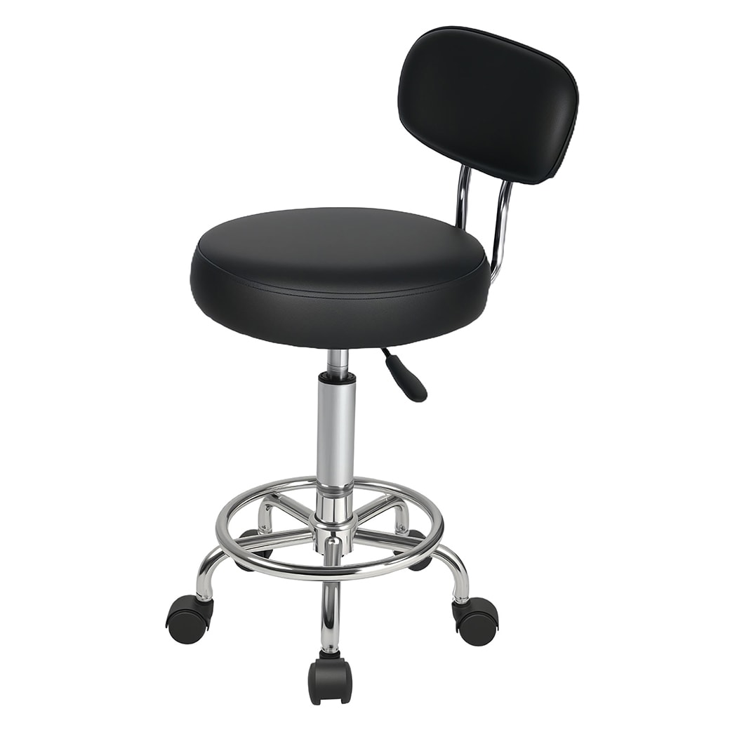 Levede Swivel Drafting Chair Round Rolling Stool Leather Height Adjustable