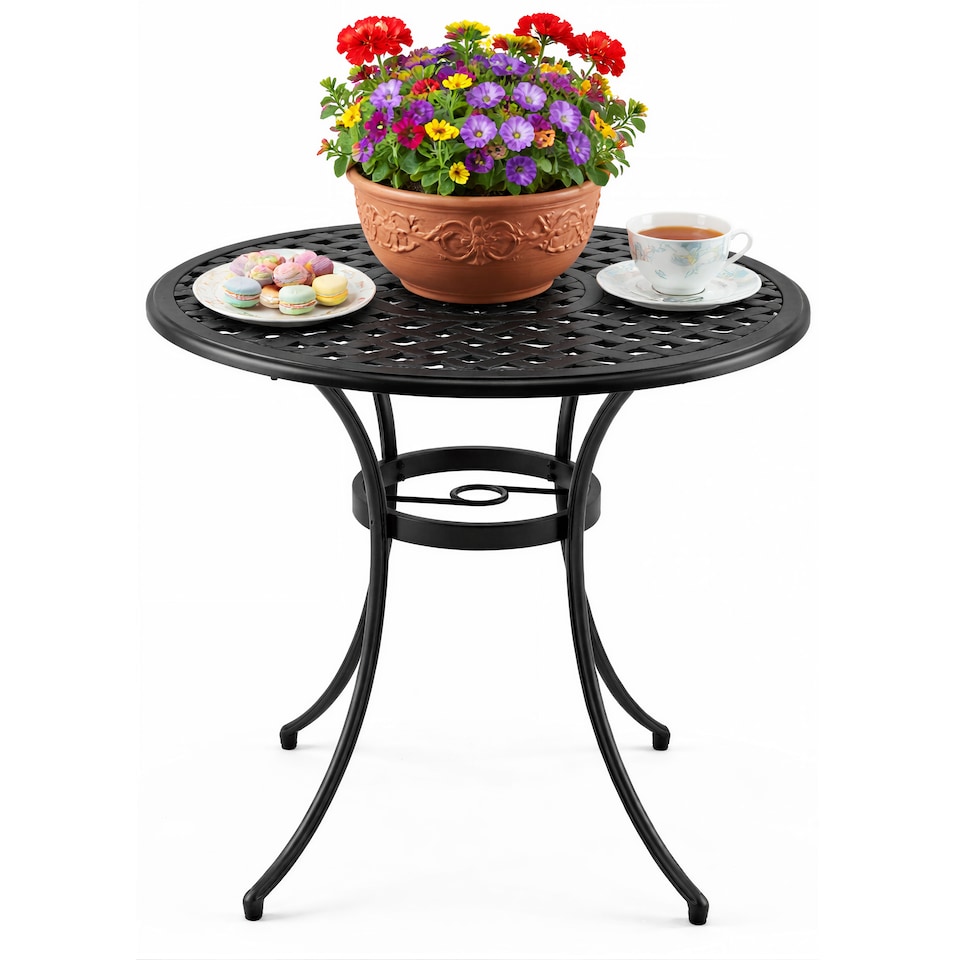 image 1 of Centurion Supports PREGO Garden & Patio Black Cast Aluminium Bistro Table | Black | Black | 1
