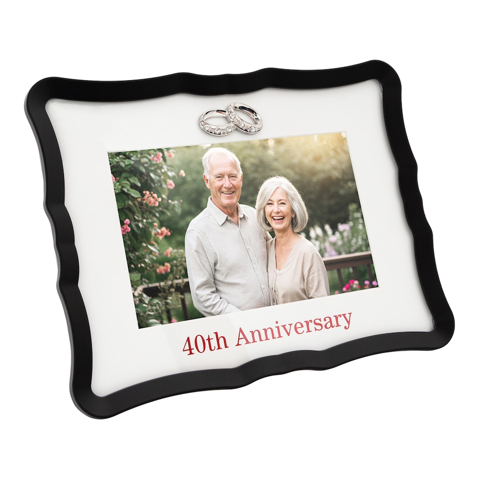 image 1 of 40th Anniversary Landscape 4x6 Frame with Red Text and Silver Rings | Red | One Size