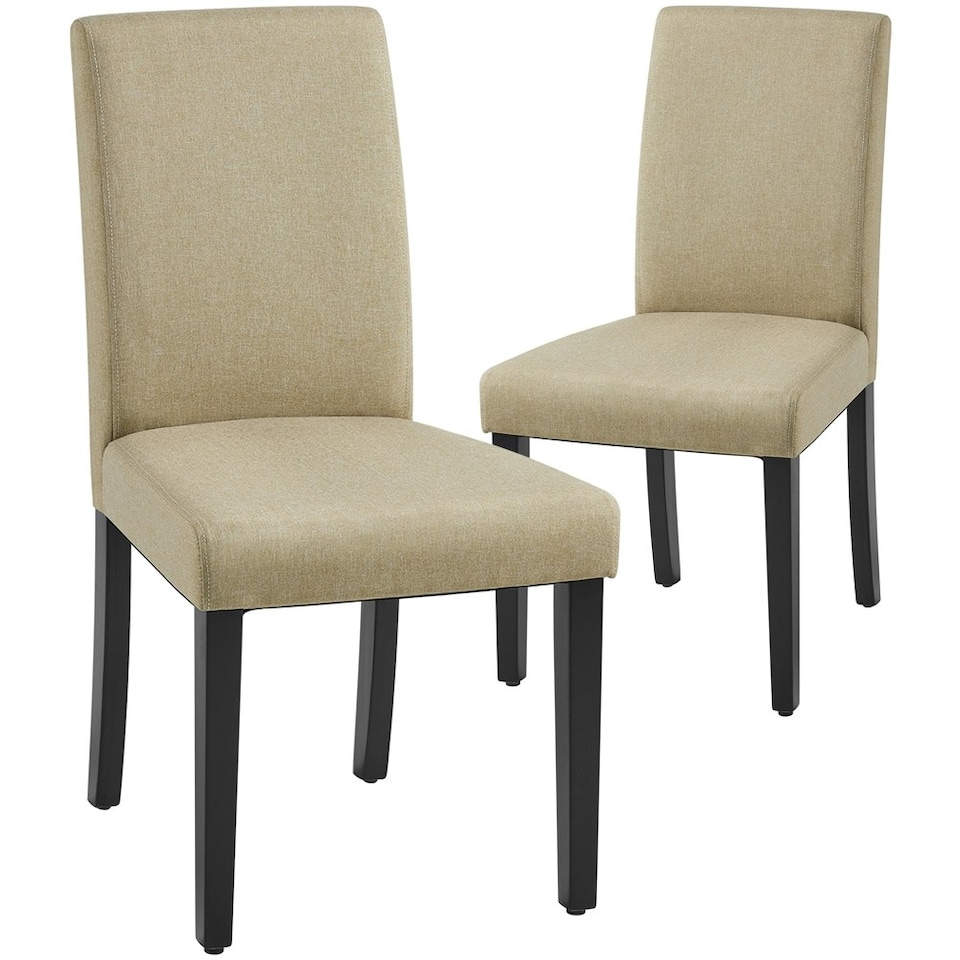 image 1 of Yaheetech Set of 2 Fabric Upholstered Dining Chairs N/A | Khaki
