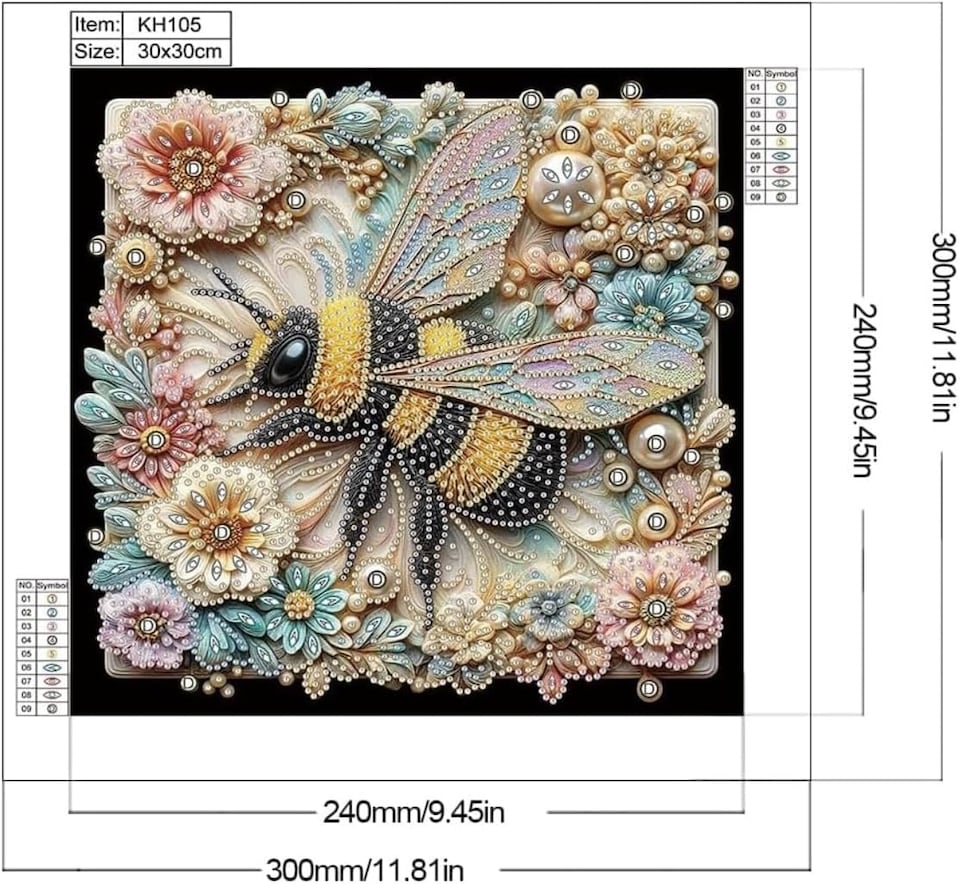 image 1 of 5D DIY Floral Bumblebee Diamond Painting Kit