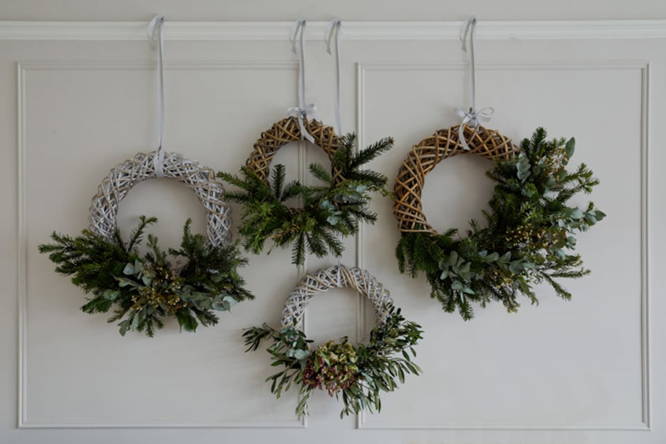 image 1 of Wreath - Rattan/Wicker - L10 x W40 x H40 cm - White Wash