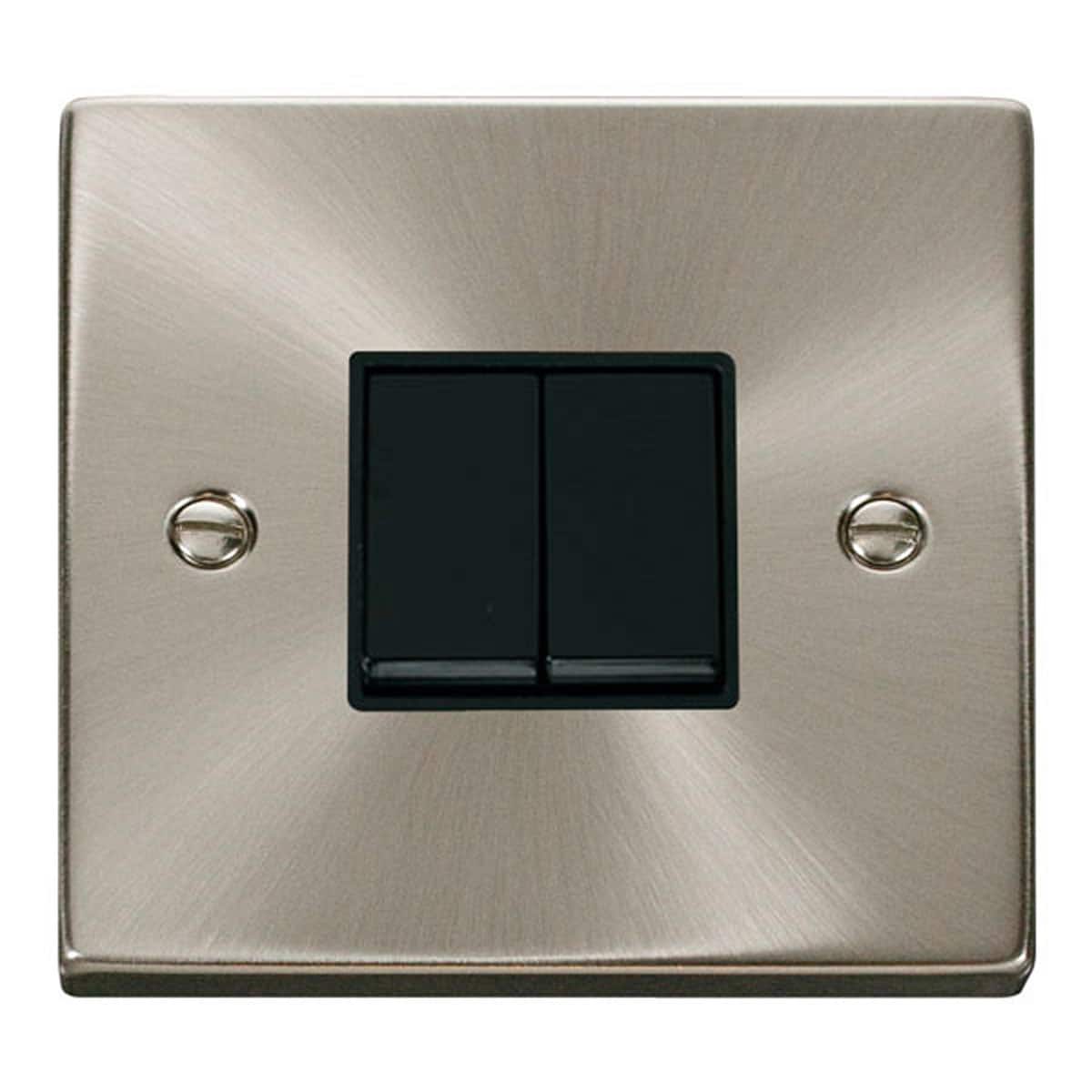 SE Home Satin / Brushed Chrome 10A 2 Gang 2 Way Light Switch in Metallic Silver