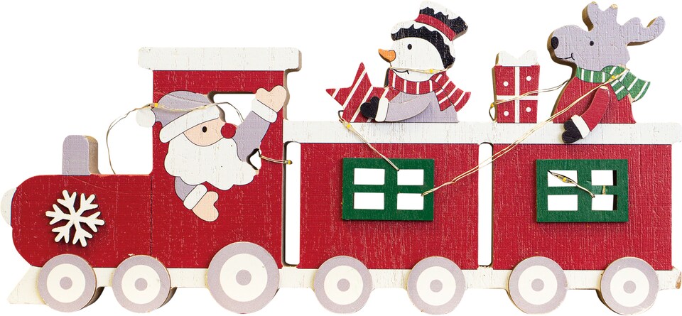 image 1 of St Helens Red Wooden Festive Ornamental Train With Led Light