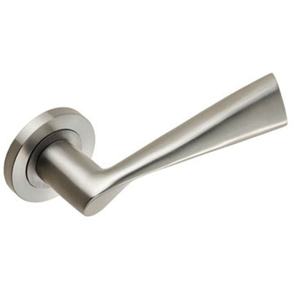 Loops PAIR Angular Design Handle on Round Rose Concealed Fix Satin Stainless Steel in Metallics