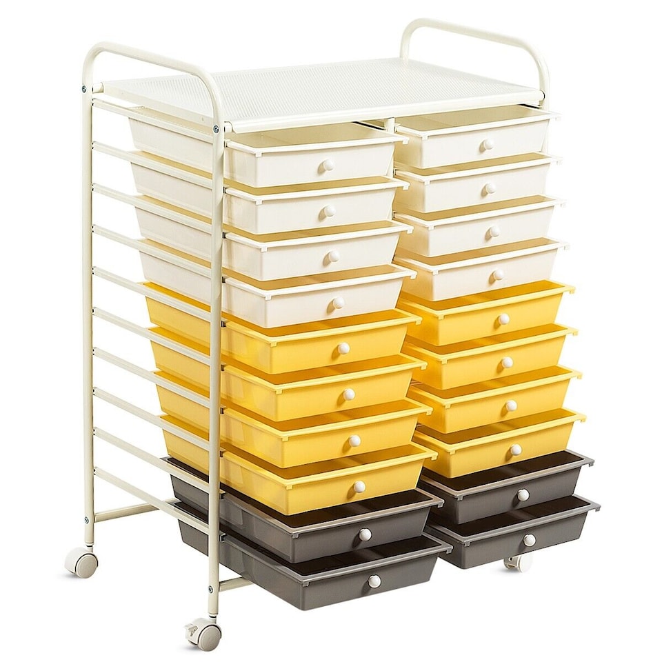 image 1 of COSTWAY 20 Drawers Storage Trolley Home Organizer Yellow