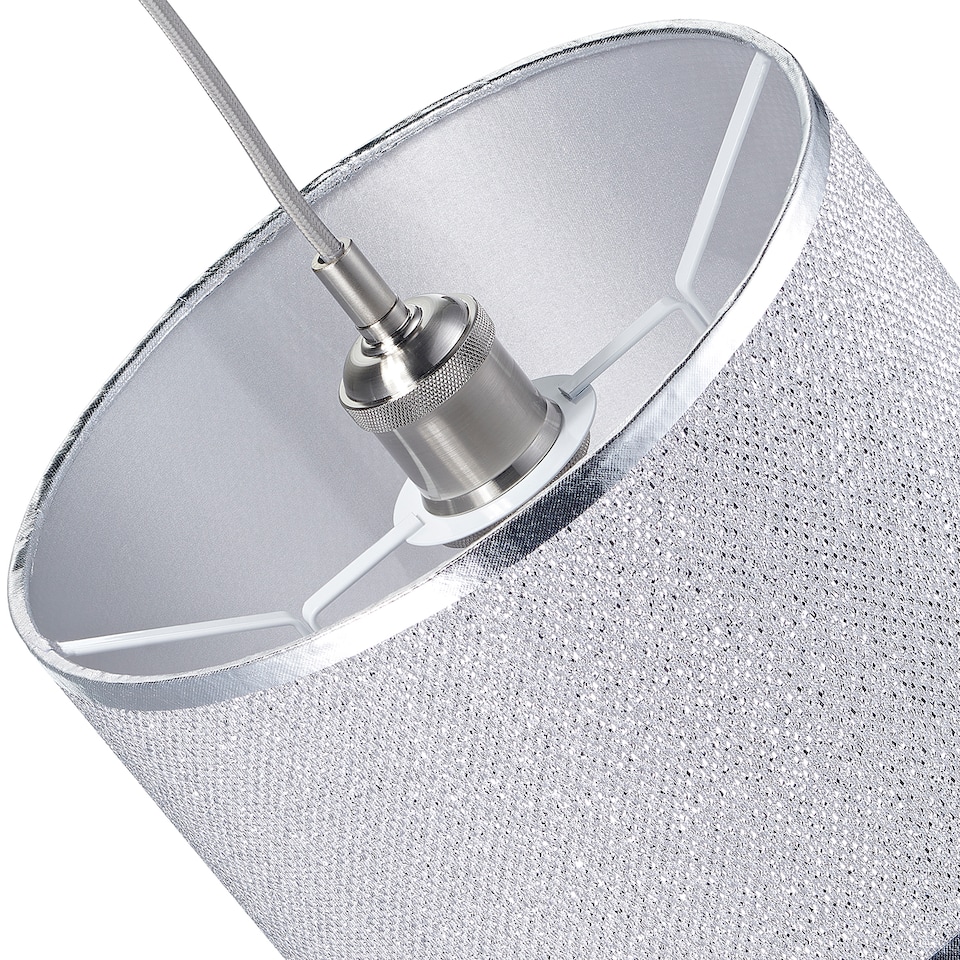 image 1 of Modern and Designer Mini Diamond Silver Glitter Fabric Lamp Shade 25cm Wide | Silver