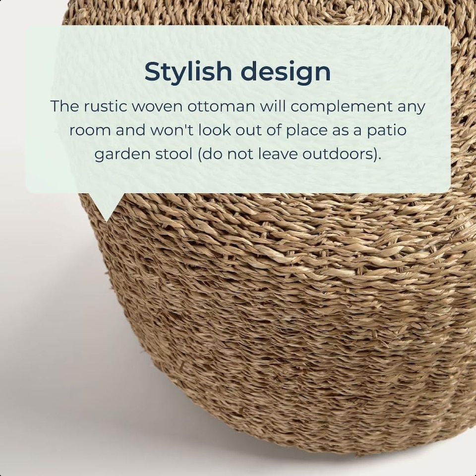 image 1 of Round Natural Jute Pouffe Ottoman Footstool