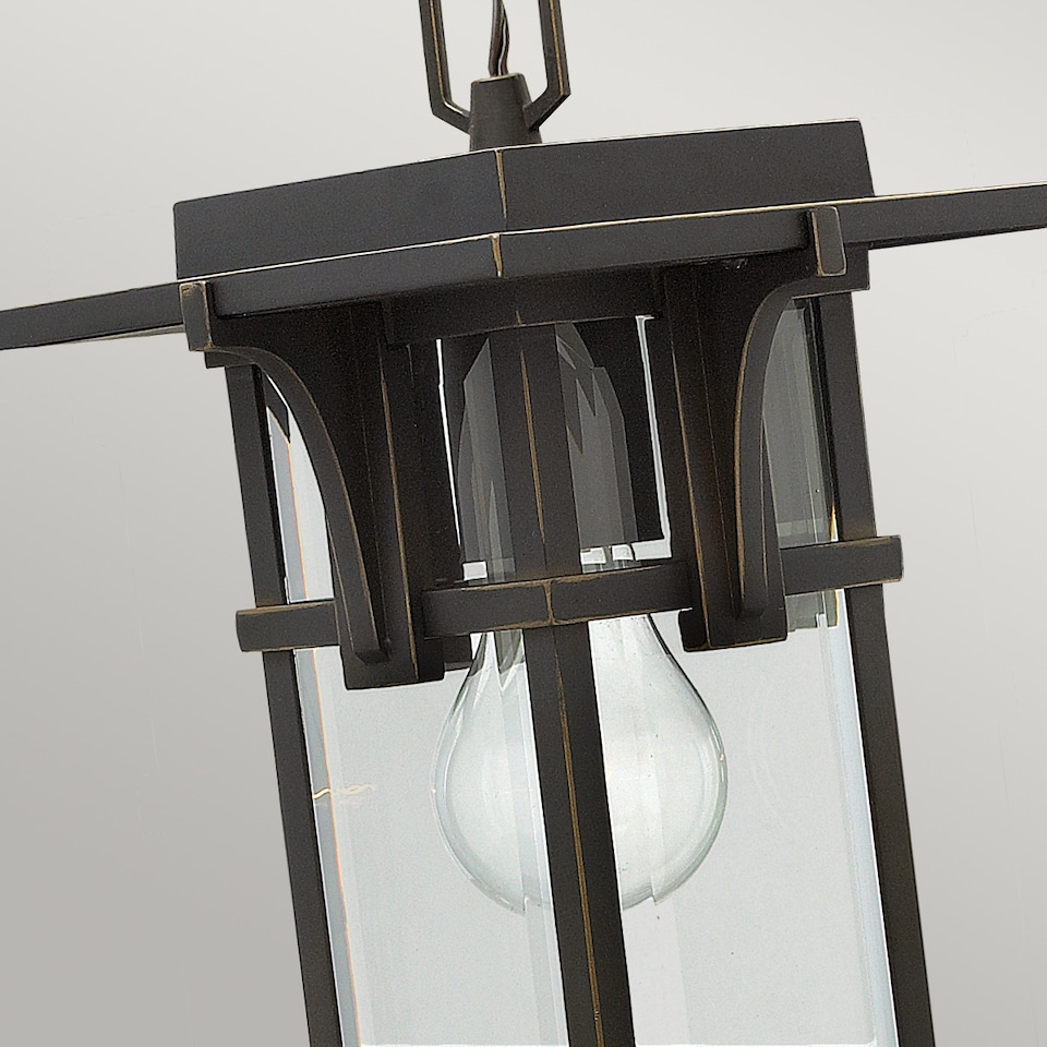 image 1 of Manhattan 1 Light Outdoor Ceiling Chain Lantern Oil Rubbed Bronze, E27