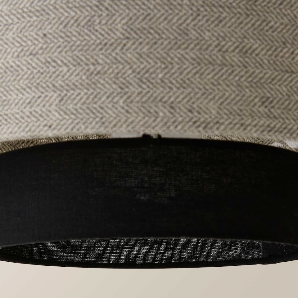 image 1 of ValueLights Weaver Pair Ceiling Pendant Light Shades Black and Grey Herringbone and Bulbs