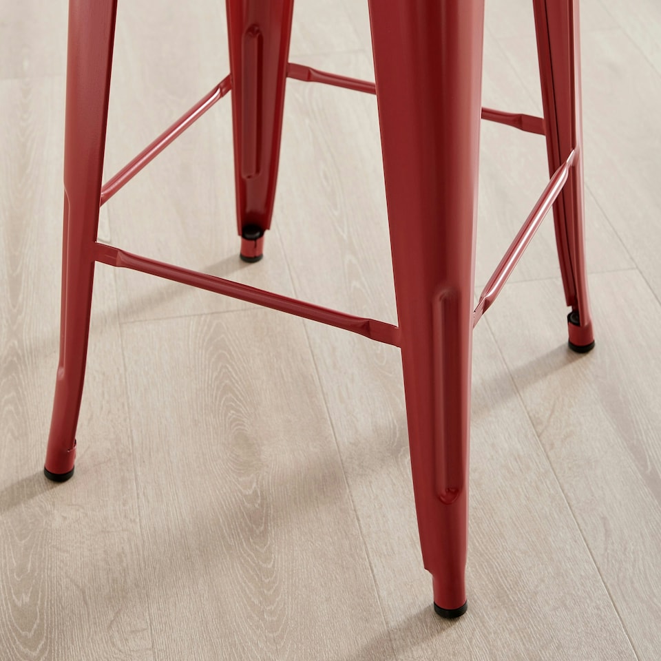 image 1 of Furniturebox 2x Colton 'Tolix' Style Red Metal Bar Stools