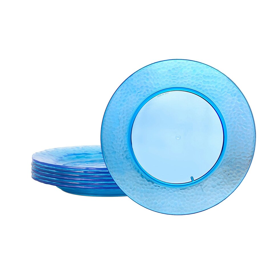 image 1 of Acrylic 10 Inch Stackable Plates, BPA Free 6 Pack Set Blue