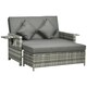 image 1 of Outsunny Garden Rattan Furniture Set 2 Seater Patio Sun Lounger Daybed Sun Bed