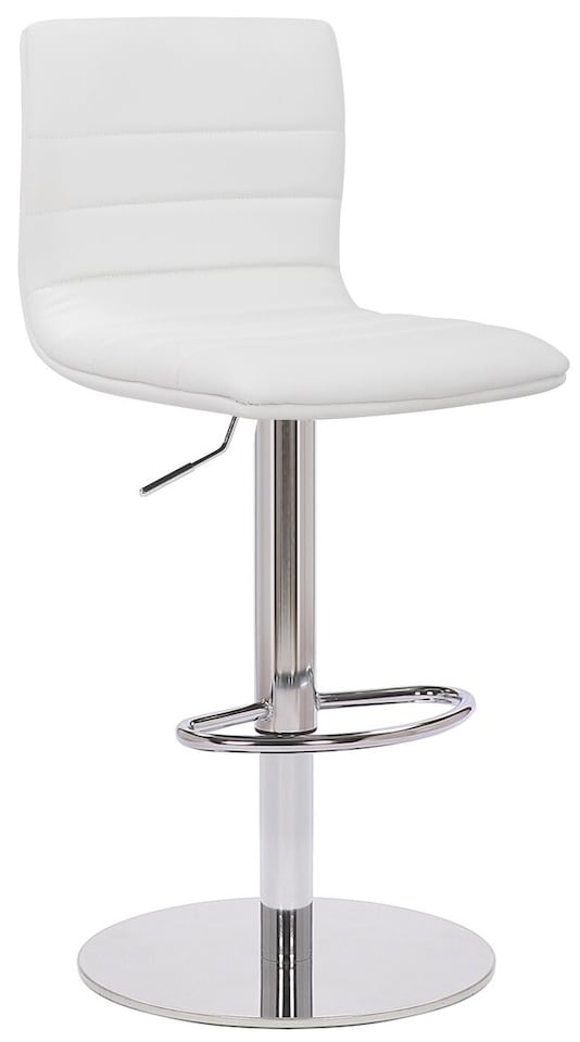 image 1 of Deluxe Aldo White Bar Stool - Height Adjustable Swivel Breakfast Barstool