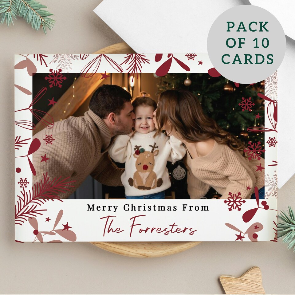 image 1 of Personalised Photo Upload Pack of 10 Christmas Cards