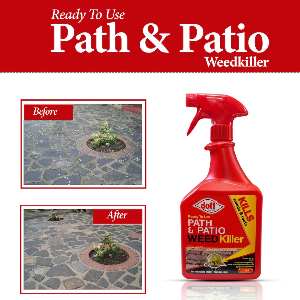 image 1 of Doff Path Patio Weedkiller Ready To Use Systemic Weed Control 1L Spray Bottle