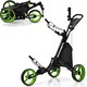 image 1 of COSTWAY 3 Wheel Golf Push Cart Folding Golf Holder Green