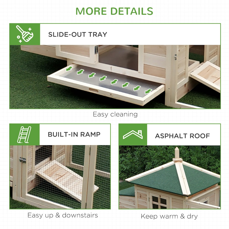 image 1 of PawHut Chicken Coop Hen Poultry House w/ Nesting Box Outdoor Run Patio Wooden
