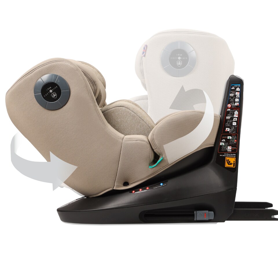 image 1 of Cozy N Safe Comet+ i-Size 360 Rotating Car Seat 40-150cm, ISOFix & Top Tether, Extended Rear & Forward Facing, Side Impact Protection, Adjustable Headrest, Birth to 12 Years (Ecru)