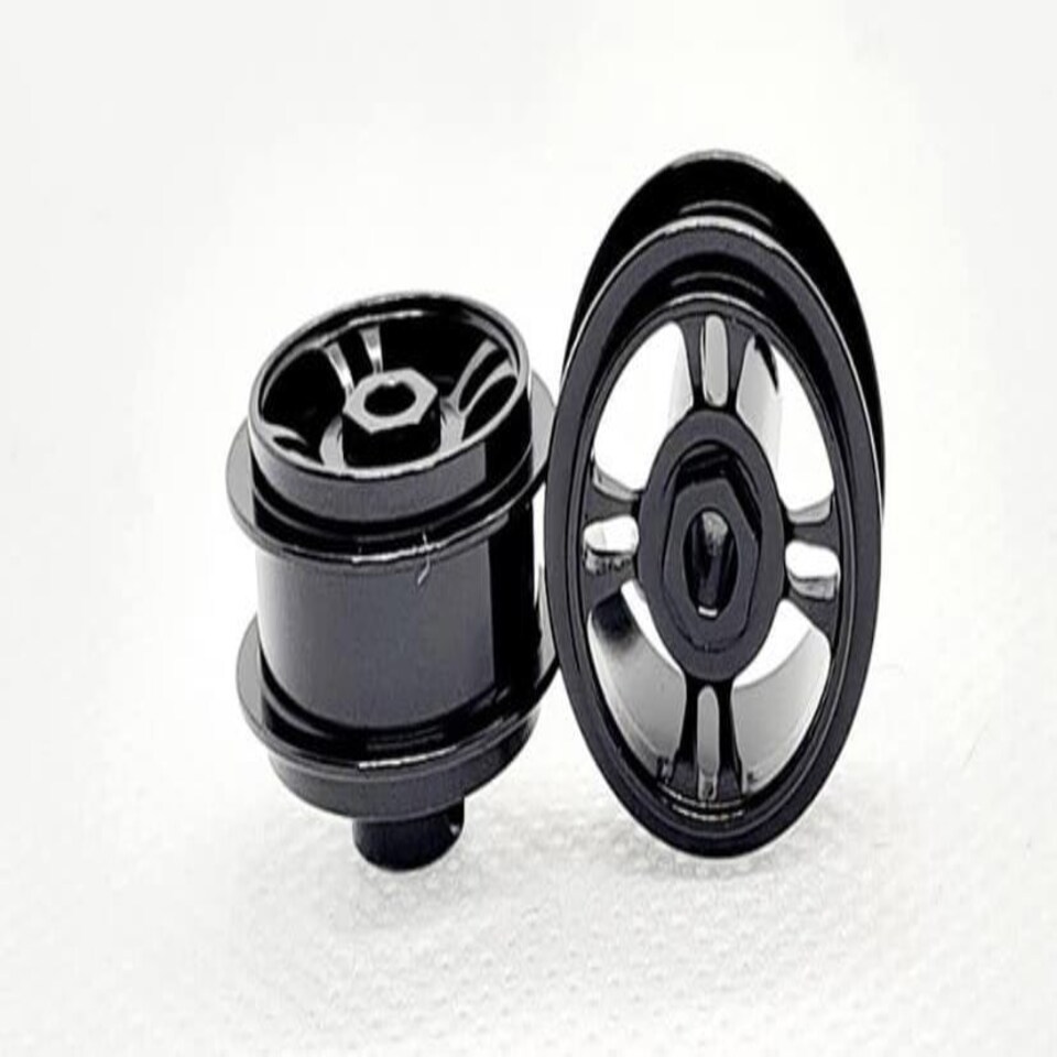 Staffs Slot Cars 4 Spoke Modern Black Alloy Wheels 15.8 x 8.5mm x 2 Staffs 45