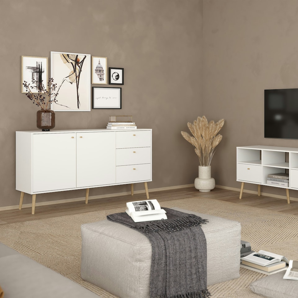 image 1 of Cumbria Sideboard 2 Doors + 3 Drawers White