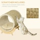 image 3 of PawHut Raised Kitten Bed Pet Shelter w/ Scratcher Cushion, Beige 41 x 38 x 43 cm