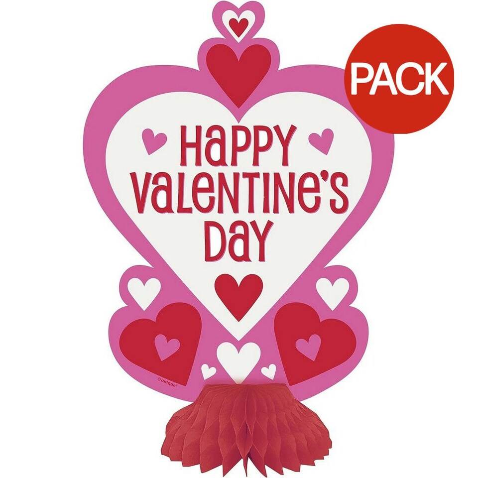 Unique Party Happy Valentines Paper Decoration (Pack of 3) - Pink/White/Red - One Size Pink
