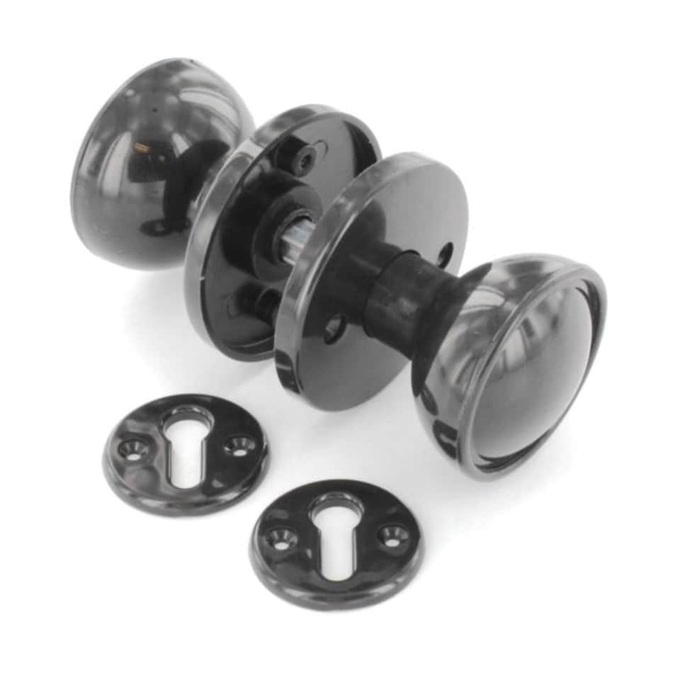 Securit Plastic Mortice Knob Set - Black - 60mm